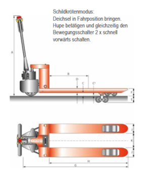 Elektrohubwagen EHW 20 ECO SEMI, Tragkraft 2,0 t / 2000 kg, Hub 115 mm, Länge 1650 mm
